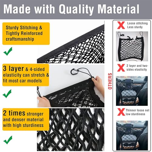 Dog Car Net Barrier with Mesh Organizer