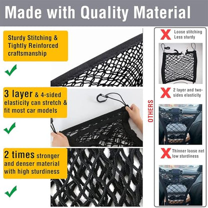 Dog Car Net Barrier with Mesh Organizer