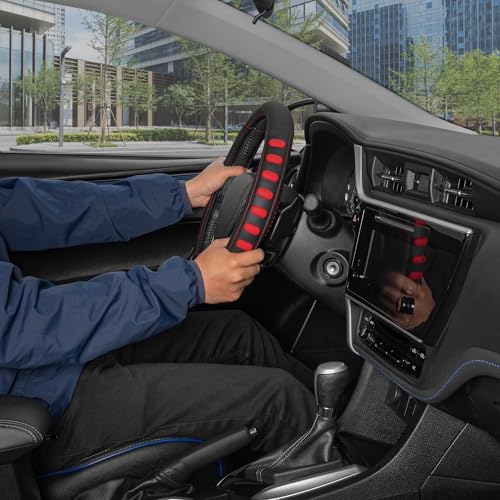 FlexGrip Red Steering Wheel Cover for Cars