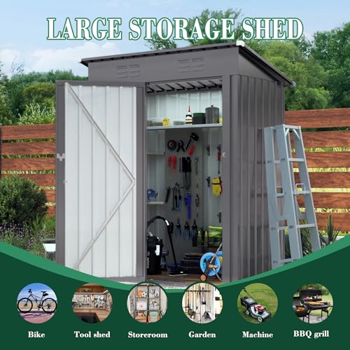 Outdoor Storage Shed 5x3x6FT Pitched Roof