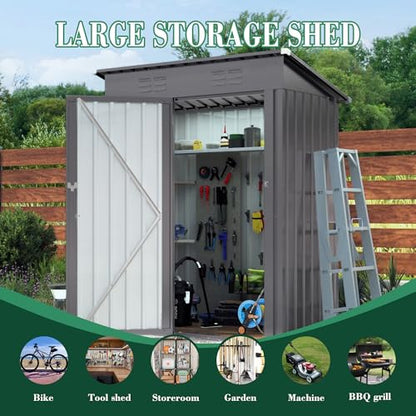 Outdoor Storage Shed 5x3x6FT Pitched Roof