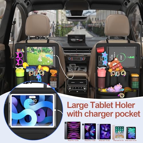 2 Pack Backseat Car Organizer with Tablet Charging Port for Kids Travel (2 Count)