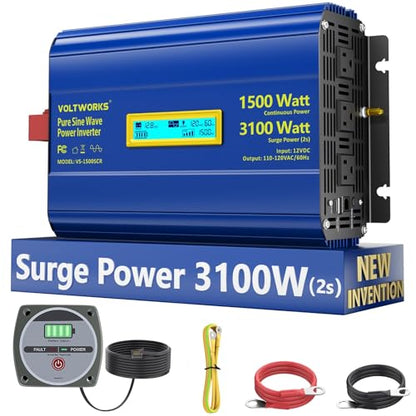 Pure Sine Wave Inverter 1500 Watt 12V to 110V 120V AC