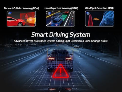 4K 3 Channel Dash Cam Front and Rear Inside