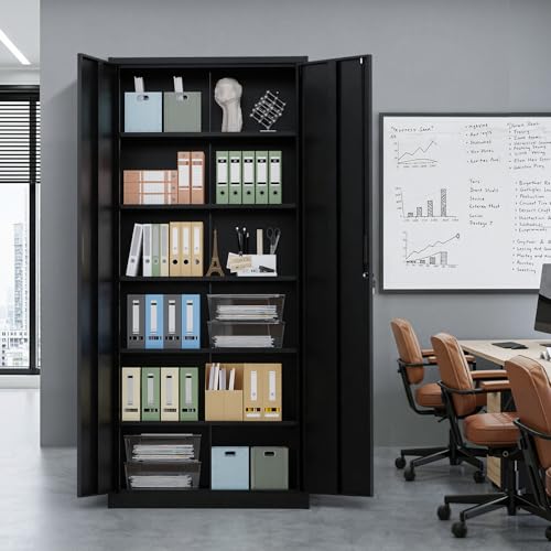 Metal Garage Storage Cabinet with 2 Doors and 5 Adjustable Shelves