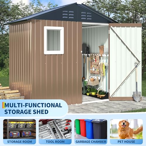 6x4 FT Metal Storage Sheds Outdoor with Window