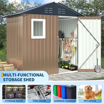 6x4 FT Metal Storage Sheds Outdoor with Window