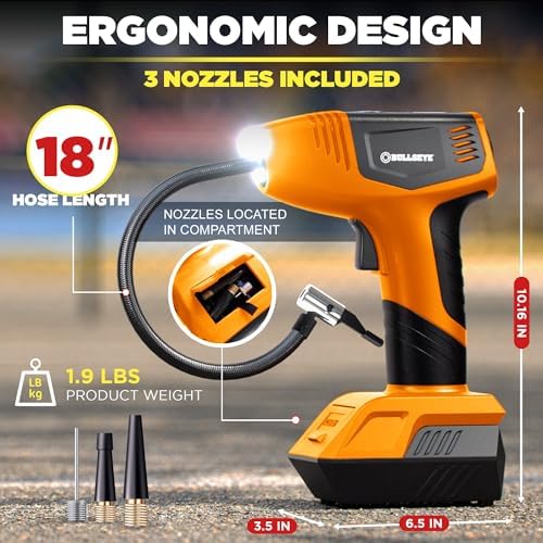 Bullseye Pro Cordless Tire Inflator Portable Air Compressor 150 PSI