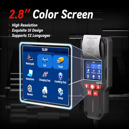 KW700 Car Battery Tester with Printer 12V