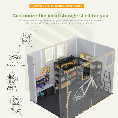 6X8 FT Resin Outdoor Storage Shed with Floor