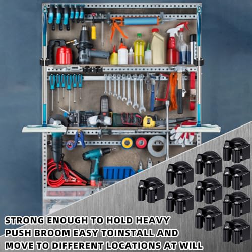 10 Pcs Magnetic Broom Holder Wall Mounted Anti Slip Rack