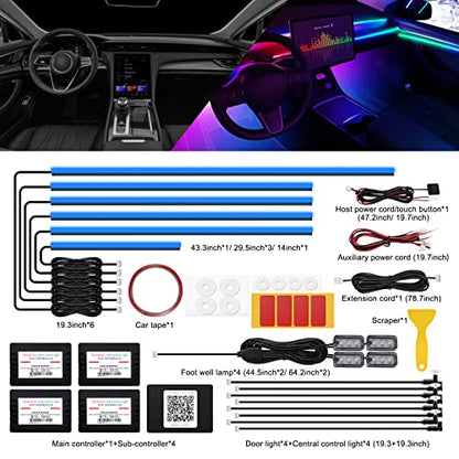 Acrylic Interior Car LED Strip Light with Wireless APP