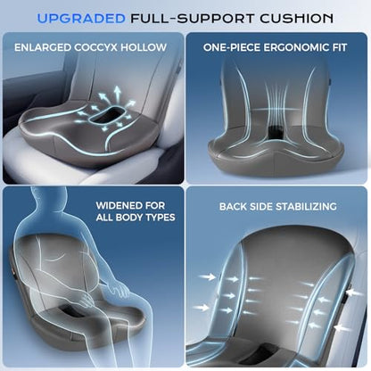 Car Seat Cushion and Lumbar Support Pillow One Piece