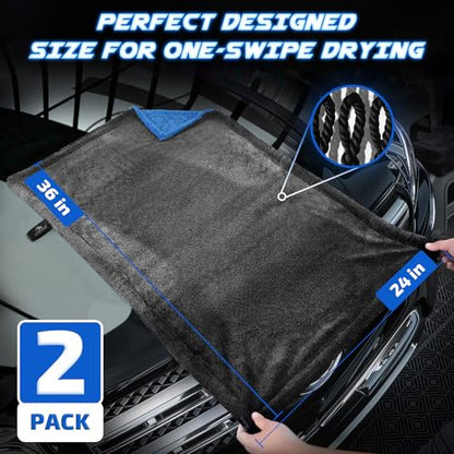2 Pack 1200 GSM Car Drying Towels
