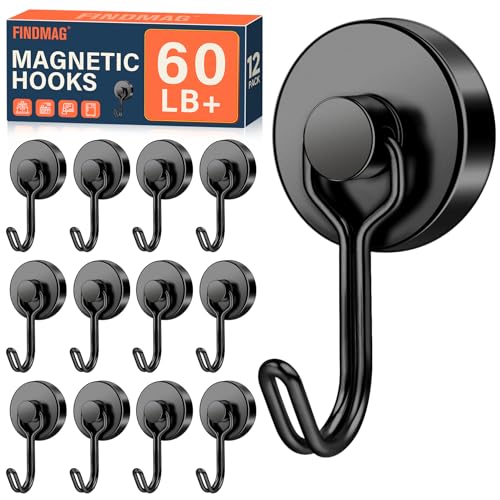 60 LB+ Magnetic Hooks (12 Count)