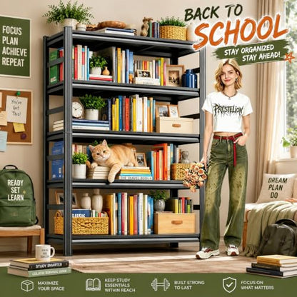 Heavy Duty Metal Bookshelf Adjustable Storage Shelving Unit for Home Office