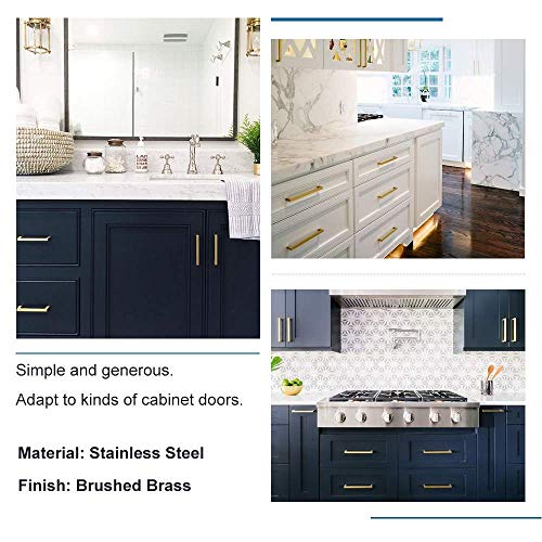 20 Pack 5 Inch Gold Cabinet Handles Brushed Brass Drawer Pulls
