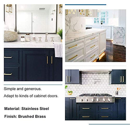 20 Pack 5 Inch Gold Cabinet Handles Brushed Brass Drawer Pulls