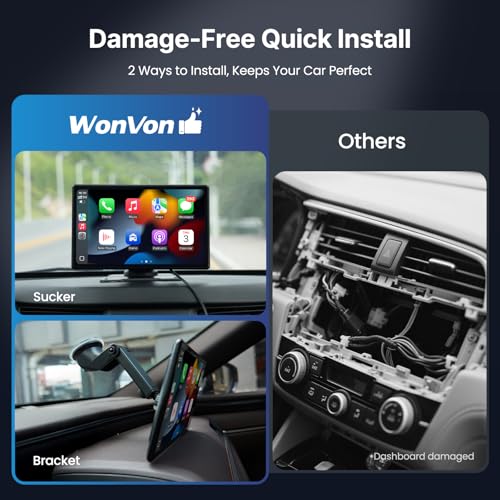 9''HD Carplay Screen for Car 4K Dash Cam&1080P Backup Camera with Apple Carplay&Android Auto Voice Control GPS DVR Call Music Message Mirror Link Airplay