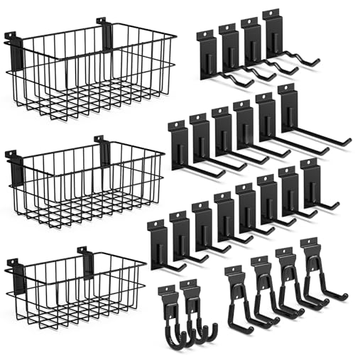 Slatwall Accessories 24 Pack and Slatwall Baskets 3 Pack (27 Count)