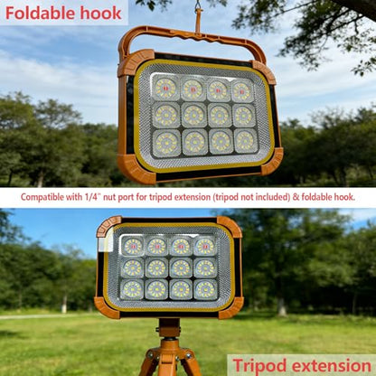 Portable LED Work Solar Light 100W 24000mAh 20000 LM with Stepless Brightness Job Site Battery Rechargeable LED Floor Light for Emergency Worklight for Hurricane