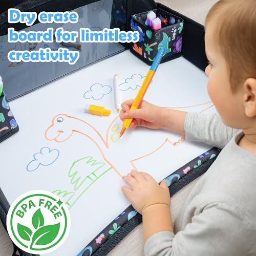 Kids Travel Tray for Carseat with Tablet Stand for Road Trip (2 Count)