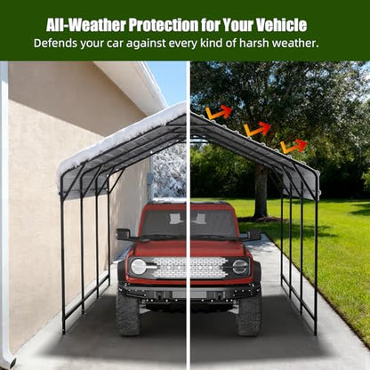 Metal Carport Heavy Duty 12x20ft Outdoor Galvanized Steel Car Port