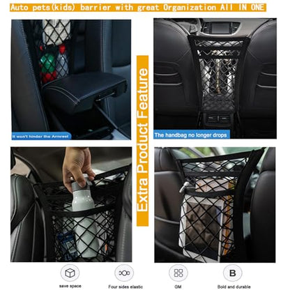 Dog Car Net Barrier with Mesh Organizer