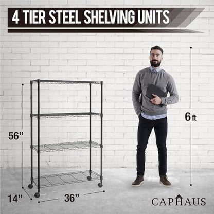 NSF Black Adjustable Shelf Wire Shelving Unit w (4 Count)