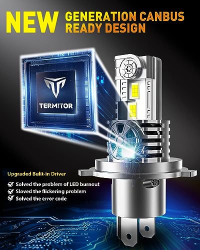 H4/9003/HB2 Light Bulbs, 110,000LM High Intensity, Precision Beam Pattern, IP68 With Cooling Fan, 85,000Hrs Long Life, Pack of 2