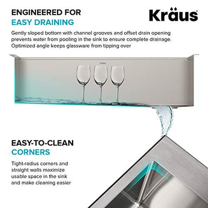 KWU110-32-100-100MB, Kore Workstation 32-inch Undermount 16 Gauge Single Bowl Stainless Steel Kitchen Sink with WasteGuard 1 HP Continuous Feed Garbage Disposal