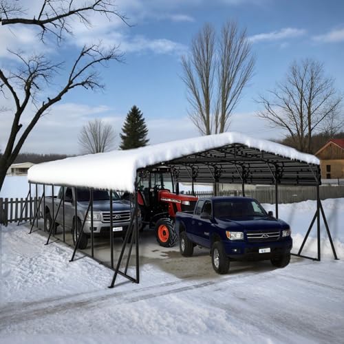 20x40 FT Metal Carport with Extra 10 Side Reinforcement Support Rods (877.04 Sq Ft)