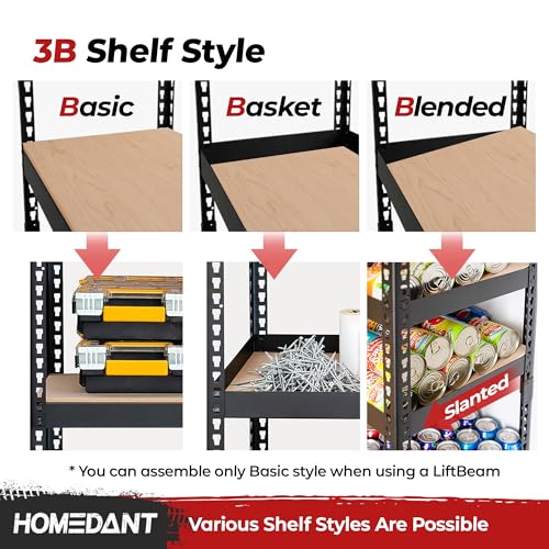 Black 47.7" W 5 Tier Storage Shelves Garage Shelving Unit Metal