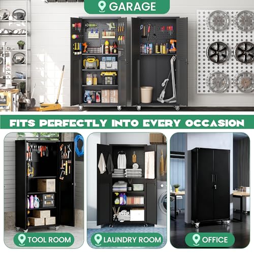 Rolling Tool Cabinet with Pegboard