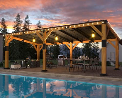 12x24x8.2 FT Heavy Duty Cedar Wood Carport for 2 Cars