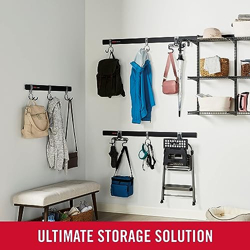 FastTrack Garage Storage Utility Hooks 5 Piece Black All in One Rail Hook Kit and Tool Organizer Heavy Duty for Home