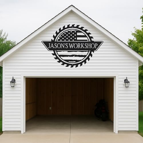 Custom Garage Workshop Metal Sign Personalized Tool Name Wall Art for Car Truck Mechanic Shop Decor Durable Steel Sign for Dad Husband Men’s Auto Workspace or Fence