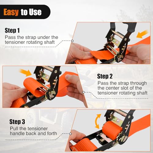 Wheel Chock Tie Down Kit with 2Pcs E Track Ratchet Straps