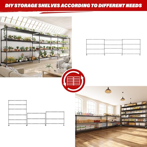 60" W 6 Tier Wire Shelving with Wheels & Feet