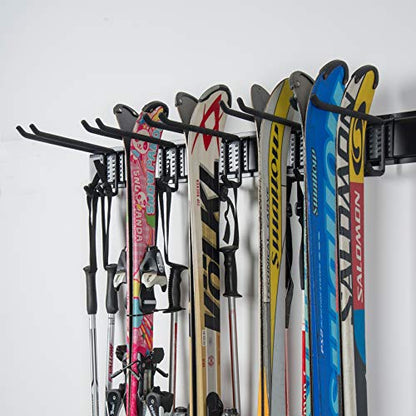 Garage Storage Organization System Ski Wall Rack Up to 10 Pairs