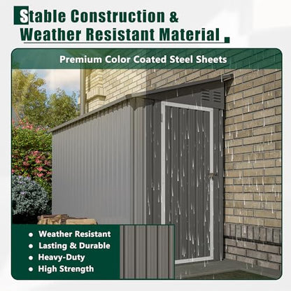 4x8 FT Lean to Metal Shed