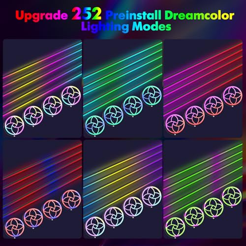 Dreamcolor Acrylic Car Interior Lights 22 in 1 RGB LED Strip Lights APP Control Zoned Control System 252 Color Modes DIY Fiber Optic Ambient Lighting Kits Music Car Neon Light Kits New Version