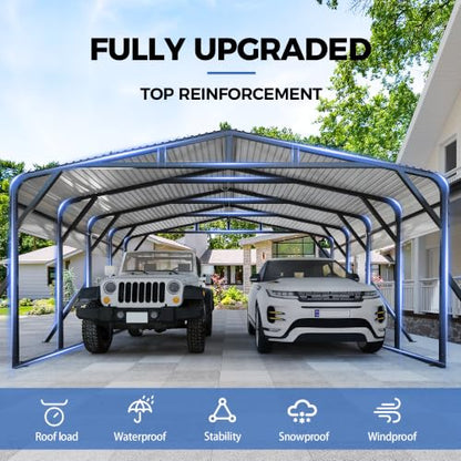 20X20 FT Heavy Duty Metal Carport Canopy with Triangle Frame Base
