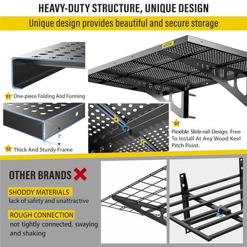 4 Pack 2x3ft Adjustable Garage Wall Shelving 1120lbs Load Capacity Heavy Duty Wall Mounted Storage Shelf Metal Floating Shelves for Garage (2 Count)