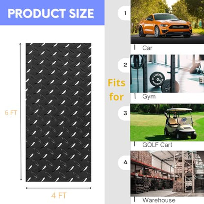 4x6FT Flooring Roll Diamond Plate Rubber Garage Floor Mat