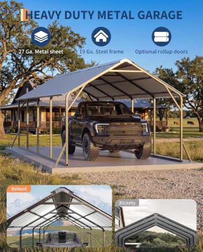 11x20 FT Metal Carport with Vertical Roof