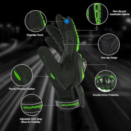 Motorcycle Gloves for Men and Women Touchscreen Guantes Para Motocicleta Hombre for Powersports BMX ATV MTB Motocross Scooter Dirt Bike Riding Gloves Motorcycle Mens Helmets Accessories