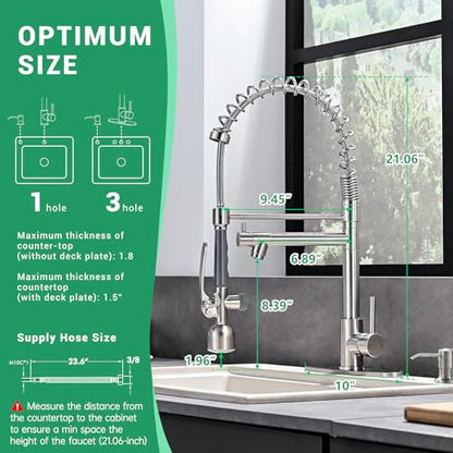 Commercial Kitchen Faucets with Pull Down Sprayer Brushed Nickel