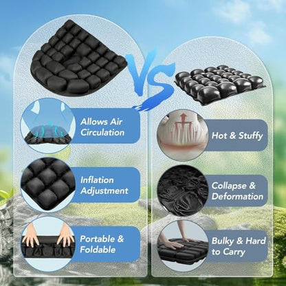 3D Air Inflatable Travel Seat Cushion for Pressure Relief Support