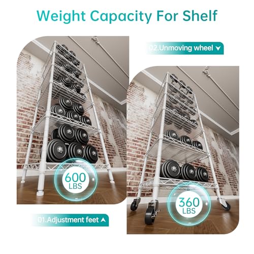 6 Small Wire Shelves Kitchen Pantry Close Home Organizers and Storage Bathroom Shelf Laundry Room Organization Adjustable Book Metal Garage Shelving Unit (6 Count)